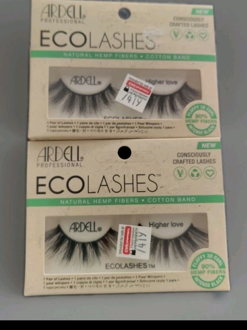 Lot Of 2-Ardell Ecolashes False Eyelashes in Black Higher Love #58454